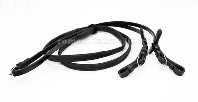 Royal Anglais Anatomique/Snaffle Flash Rênes En Caoutchouc Rembourré Noir En Cui
