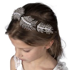 Silver Rhinestone Hair Accessory Headband for First Communion Weddings Flower...