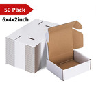 50Pcs Corrugated Paper Gift Boxes, 6X4X2 Inch Sturdy Cardboard Packaging,White S