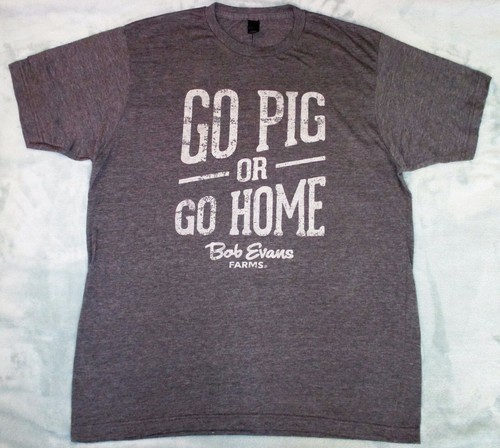 GO PIG OR GO HOME Bob Evans Farms T-SHIRT Adult Mens S Restaurant HAM Bacon PORK - 第 1/3 張圖片