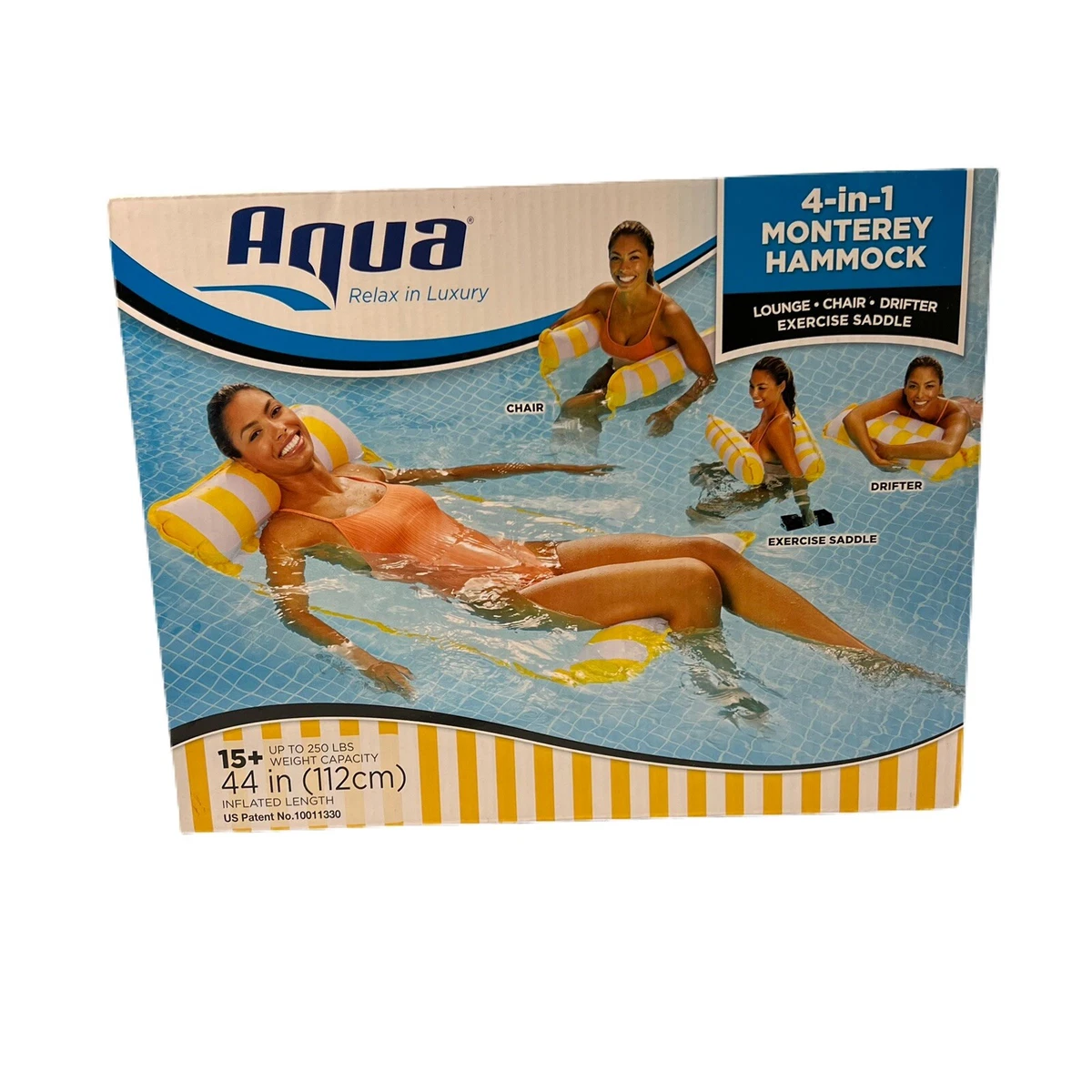 AQUA 4in 1 Monterey Water Hammock Yellow Striped New In Box eBay