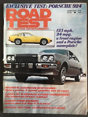 ROAD TEST MAGAZINE-FEBRUARY 1976-MAZADA COSMO-PORSCHE 924-JAGUAR XJ-S