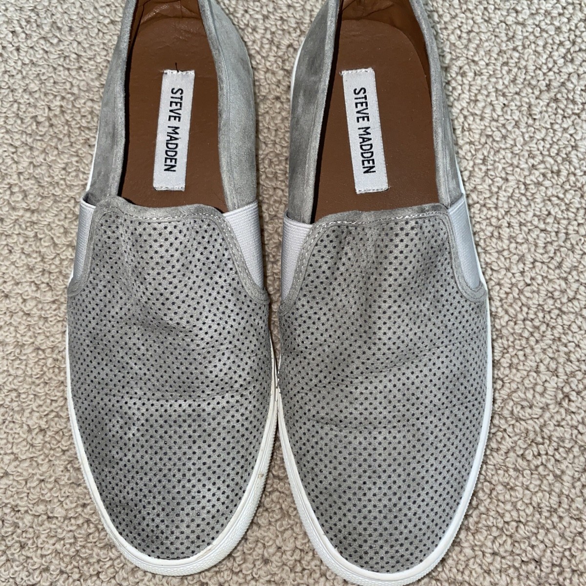 Women's Size Grey Suede Slip On Gills White Sole