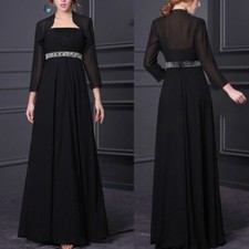 Chiffon Evening Dresses With Detachable Jacket Black Mother Of The Bride Dress