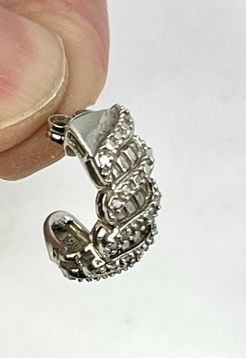 DIAMOND CHIP Solid Sterling Silver 925 Pierced Po… - image 7