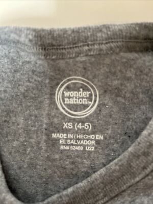 LOT OF 2 Wonder Nation Boy's L/S Pocket T-Shirts; Gray & Red, XS