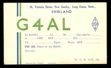 QSL Card Radio UK G4AL New Sawley Long Eaton Notts Undated G R Cox ? V558