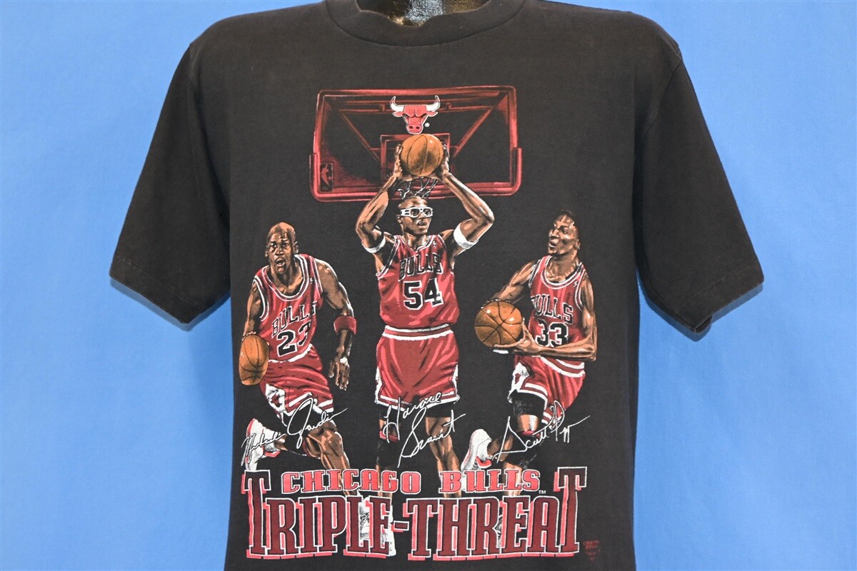 vtg 90s CHICAGO BULLS JORDAN PIPPEN GRANT NBA TRIPLE THREAT t