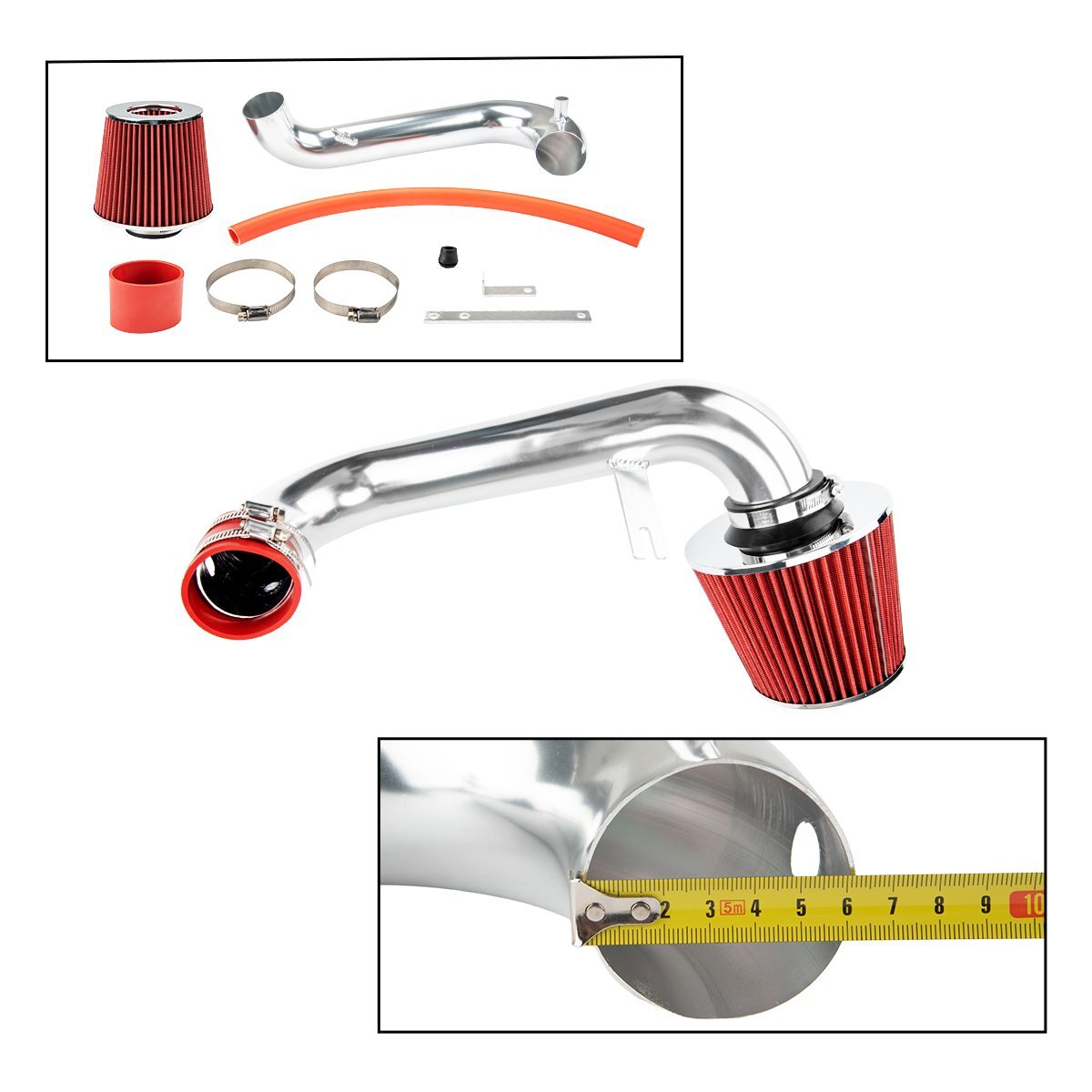 FOR 2001-05 Honda Civic 1.7L 2.5" INCH Car Cold Air Intake System Kit+ filter