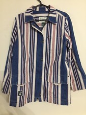 Vtg Polo Ralph Lauren Jeans Nautical Large Striped Sailin Jacket Coat Canvas Den
