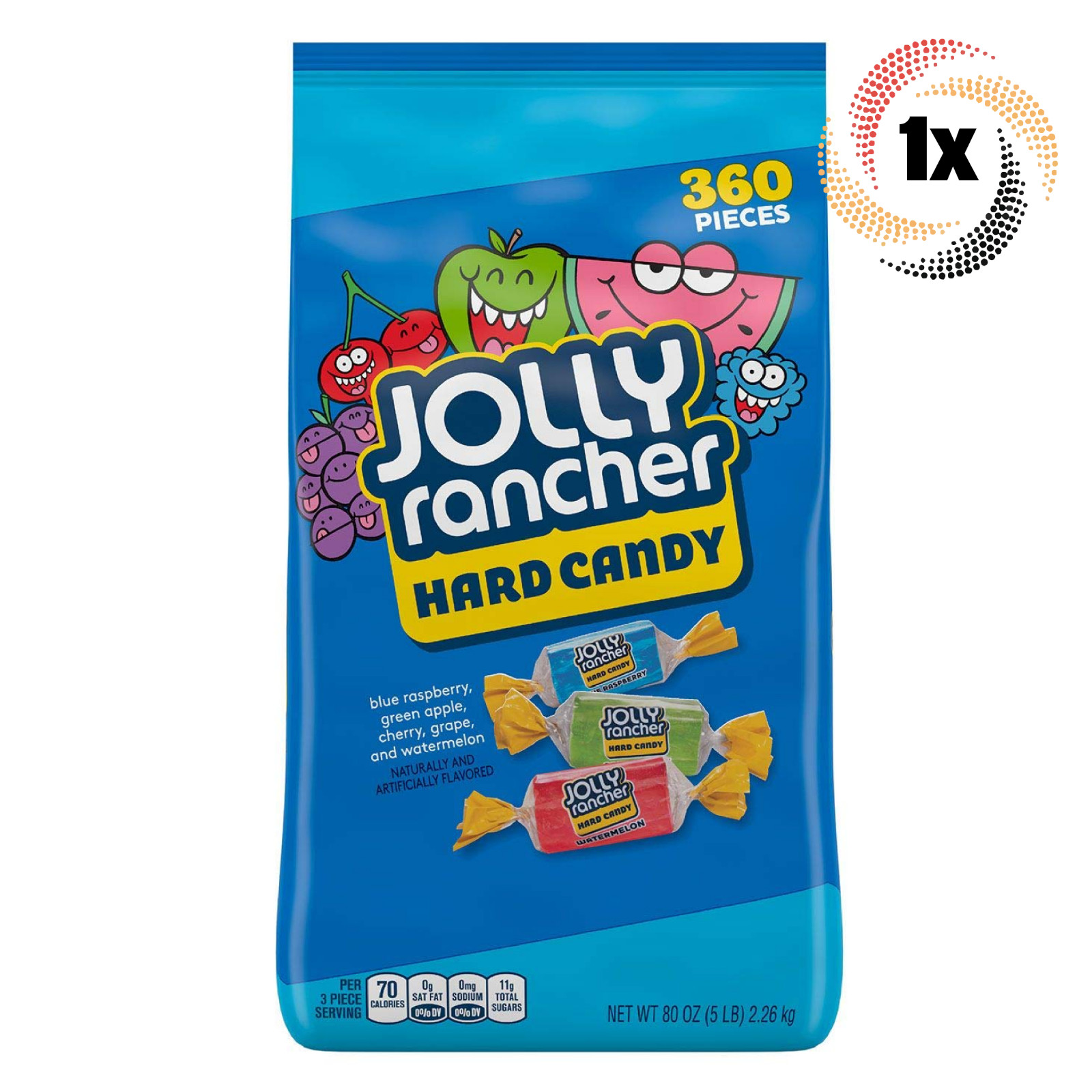1x Пакетик леденцов Jolly Rancher с оригинальным вкусом ассорти из карамели | 5 фунтов | 360 штук