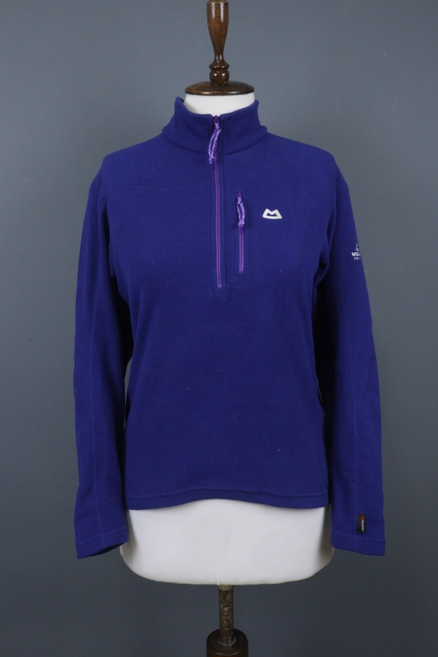 Blue High Neck Logo Half Zip Fleece Jacket Size M