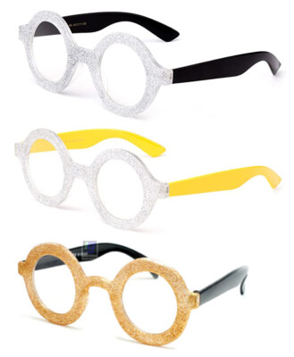 Costume Glasses Halloween Despicable Me Round Glitter Clear Lens Eyewear 