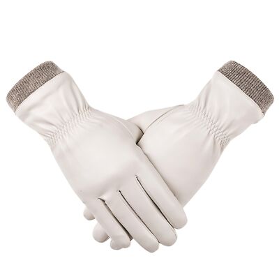 Winter Leather Gloves for Women, Wool Fleece Lined Warm Gloves, Touchscreen