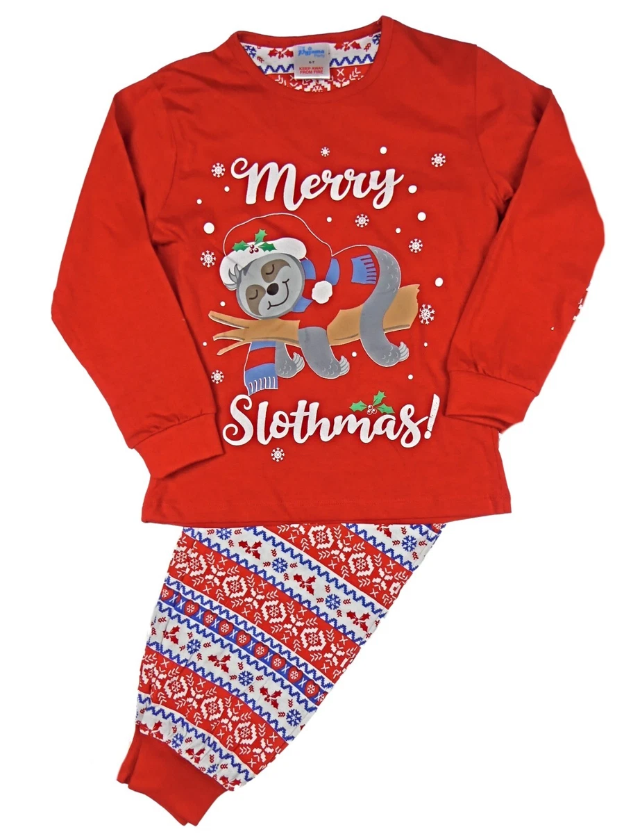 Boys Girls Christmas Sloth Pyjama Set 4 5 years up to 13 Years eBay