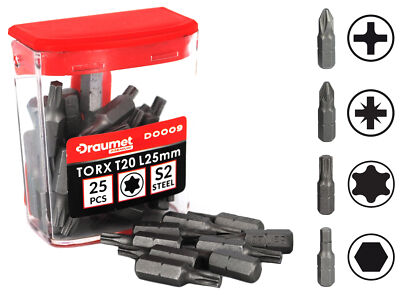 25 TORX Bits aus S2 Stahl T10 T15 T20 T25 T30 T40 Schraubendreher Bit Satz Pack
