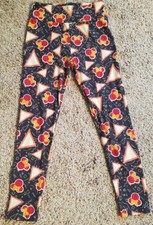 LuLaRoe Leggings OS Pre-Owned Triangles Disney Minnie Mouse Red Peach Yellow