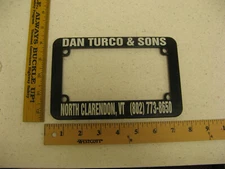 DAN TURCO CLARENDON VT VERMONT MOTORCYCLE YAMAHA DEALER FRAME LICENSE PLATE 