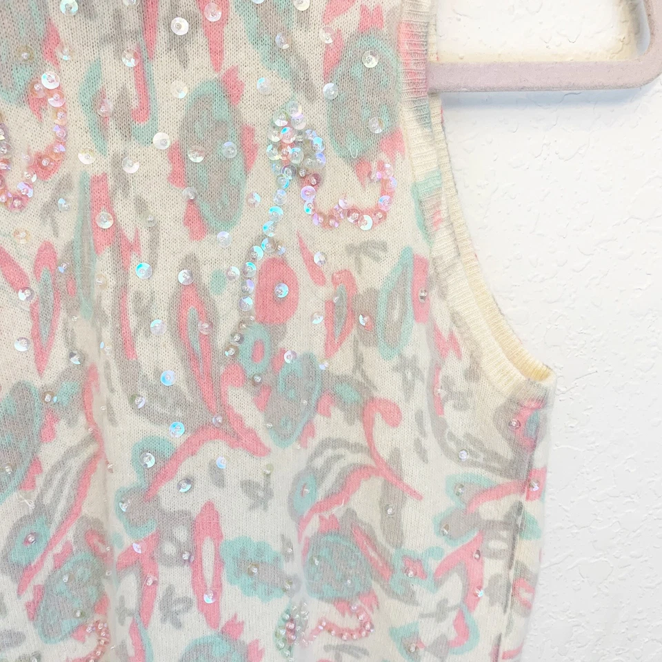 Vintage Outlander Womens Small Twinset Sweater Lambswool Rabbit Hair Sequin - Image 4 of 4