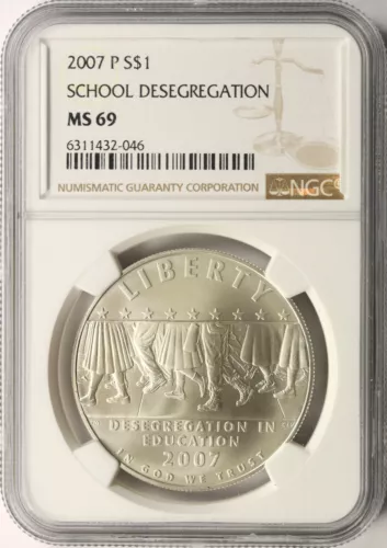 2007-P School Desegregation Silver Dollar $1 NGC MS69