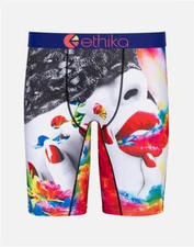Ethika Colorful Pandora Woman's Face Red Lips Nails Flowers Long Boxers Men's