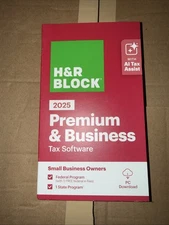 H&R Block Tax Software Premium & Business 2025 Federal +State Key Card - PC ONLY
