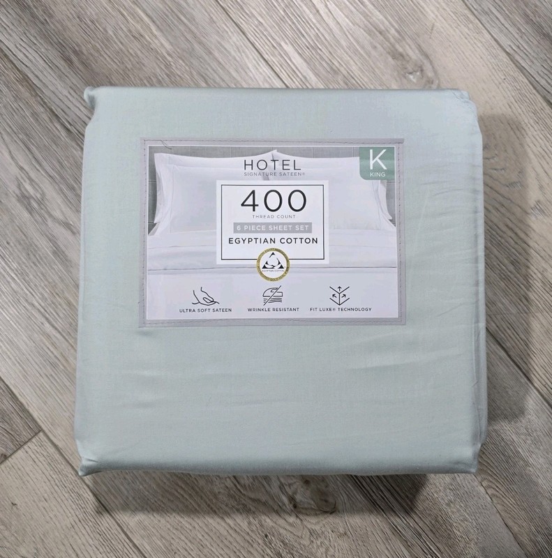 Hotel Signature Egyptian Cotton 400 Thread Count 6 Pc King Sheet Set Misty Blue
