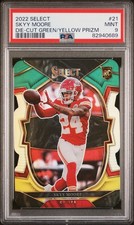2022 Select Concourse Green & Yellow Prizm Die-Cut Skyy Moore PSA 9 MINT 19yd
