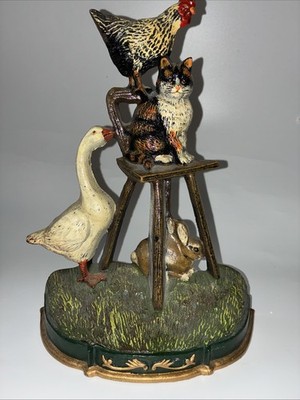 THREE HANDS CORP CAST IRON GOOSE RABBIT CAT CHICKEN FARM Doorstop 5lbs. 12''