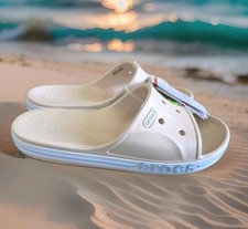 NWT M6 W8 Crocs Bayaband Creme Beige Flip Flops Sandals Men  Womens Beach Shoes