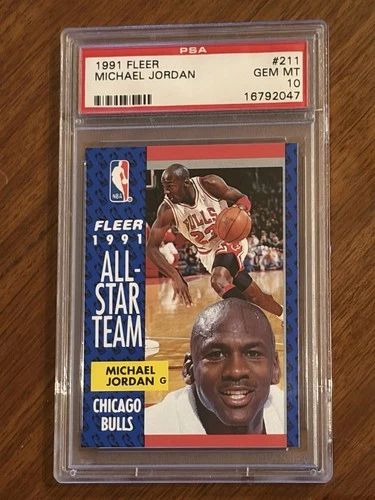 1991-92 Fleer Michael Jordan #211 PSA 10 Gem Mint All Star Team Bulls Card