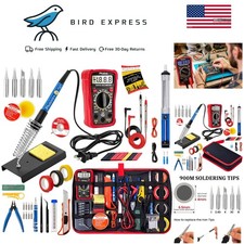 60W Adjustable Temperature Soldering Iron Kit 30-in-1 with Multimeter and Tools