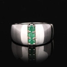 Handmade 925 Sterling Silver Zambian Emerald Round Stone Ring Jewelry Gift Item