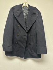 Vintage 1960s US Navy Wool Peacoat Kersey Blue Heavyweight Double Breasted Sz 38