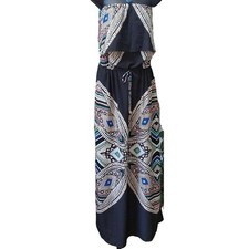 Mossimo Women's strapless maxi dress, waist tie, geometric, polyester, Medium