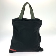 Prada Nylon Tote Bag Silver Hardware Women Black One Size