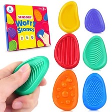 6Pcs Textured Sensory Worry Stones Calming Stress Relief And Focus Fidget Toys