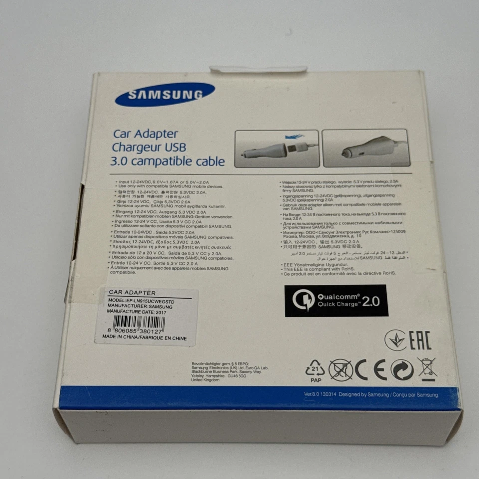 Cargador rápido de coche Samsung 15W + cable de datos micro-USB de 5 pies para Galaxy S7/S6/J7/J3 Foto 4 de 4