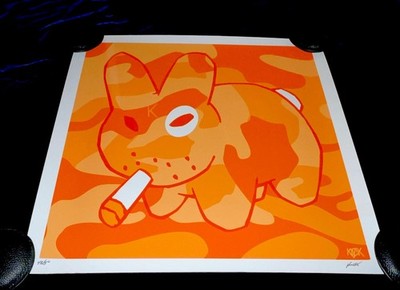 Frank Kozik - Orange Camo - Smorkin' Labbit Print RARE Signed #43  Limited to 50