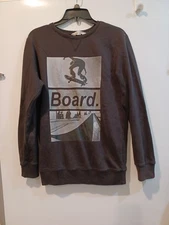 H&M "BOARD" Graphic Print Black Skateboarding Sweatshirt