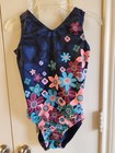 GK Elite Navy Floral Gymnastics Leotard AS Adult Small — photo 1