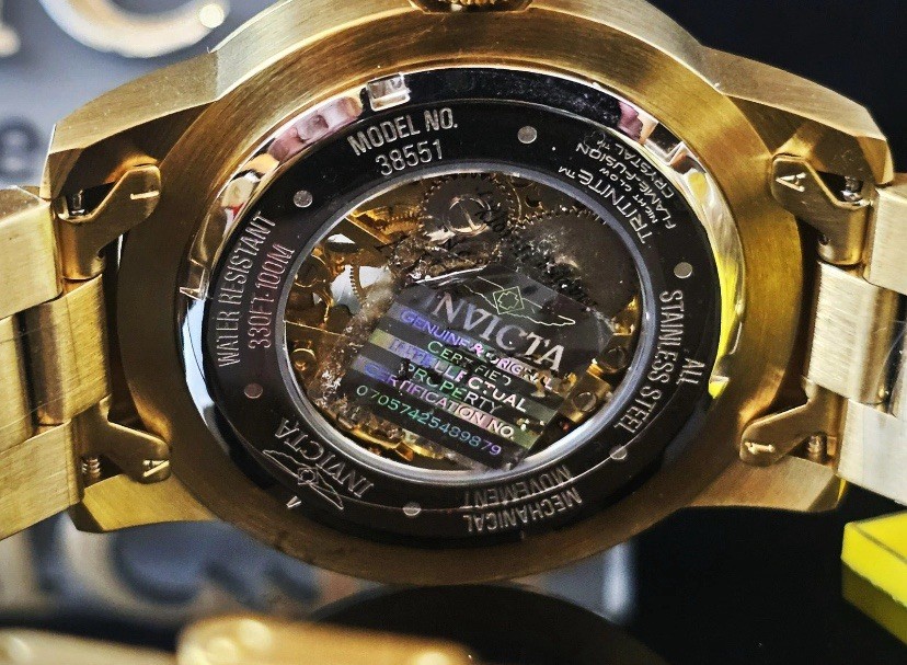 Invicta ゴールド ステンレススチール 時計 Invicta 45mm Mens Specialty Mechanical Skeleton Watch Gold Tome