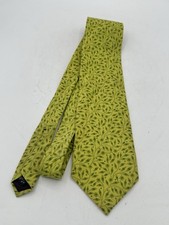 Vintage Tango by Max Raab Tie Green Yellow Floral Leaf Print Made in USA Cotton