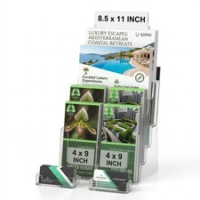 4 Tier Acrylic Brochure Stand Holder 8.5 x 11" w/ Removable Divider for 4 x 9"