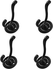 4pcs Vintage Coat Hanger, Metal Wall Mounted Towel Holder, Decorative Black