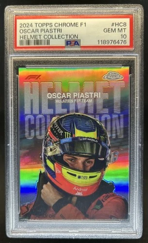 2024 Topps Chrome Sapphire F1 Formula 1 Oscar Piastri Helmet #HC-8 PSA 10