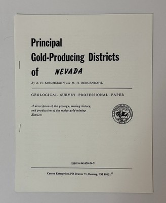Gold-Producing Districts Nevada Mining Geology - Carson NEW