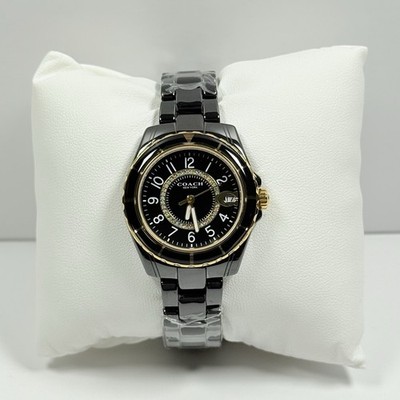 New-Coach Preston 14503461 Crystal Black Dial Ceramic Women s Watch