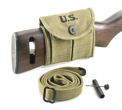 #ad USGI WW2 .30 M1 Carbine Sling Oiler amp; Buttstock Pouch Lt. OD Green Dated 1943 $29.99