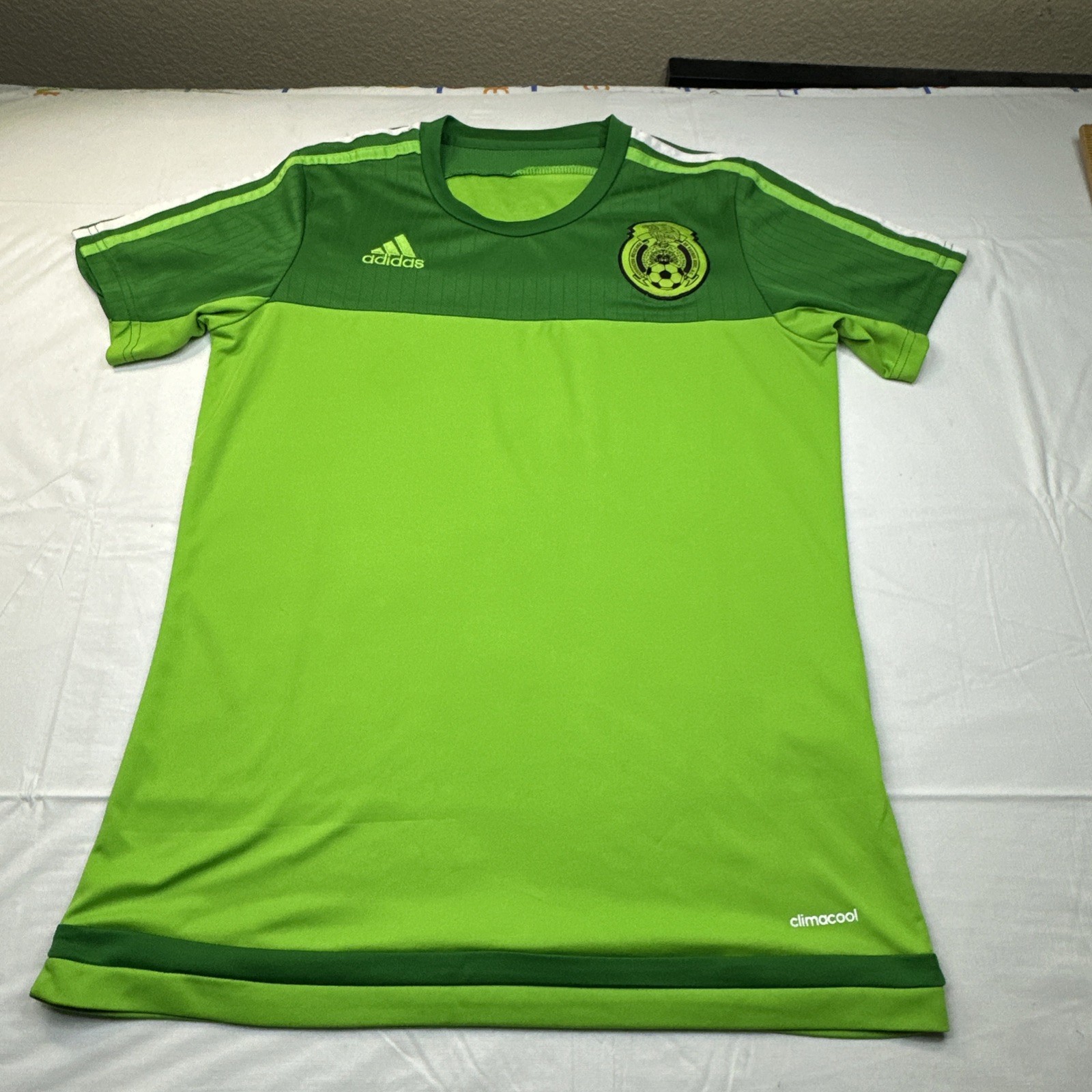 Adidas Climacool Mens Mexico Green Soccer Football Jersey Embroidered Sz-S #6732